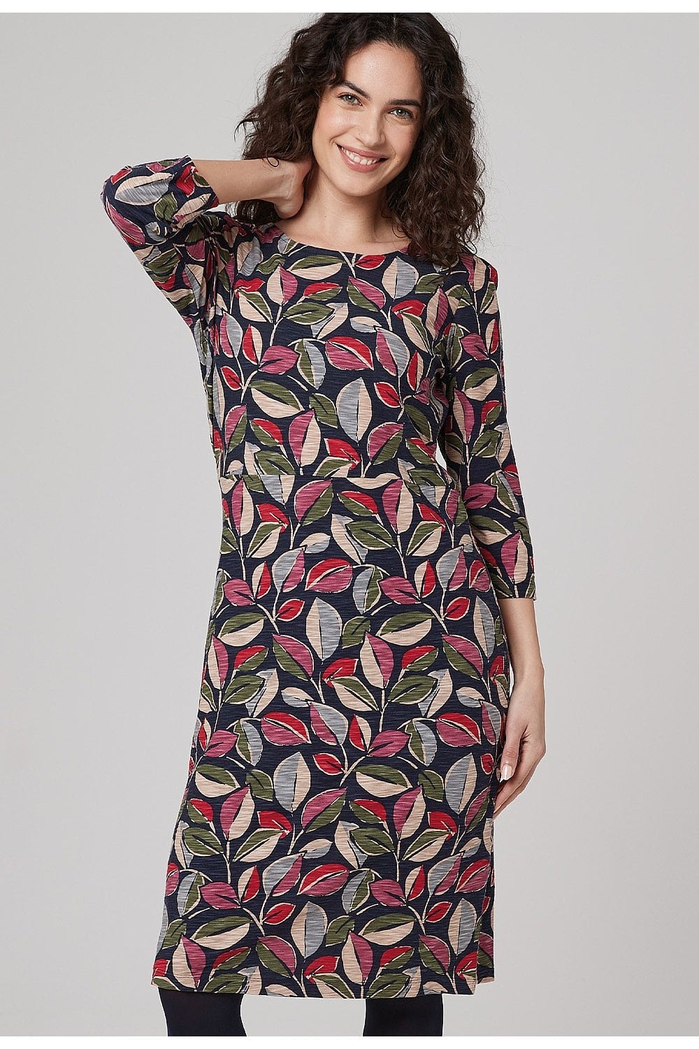IVO DRESS PAINTED LEAF PRINT | COL=MULTI