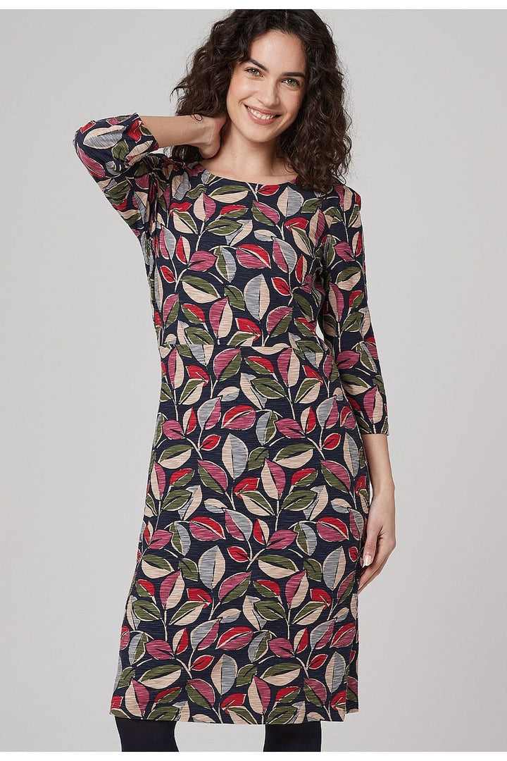 IVO DRESS PAINTED LEAF PRINT | COL=MULTI