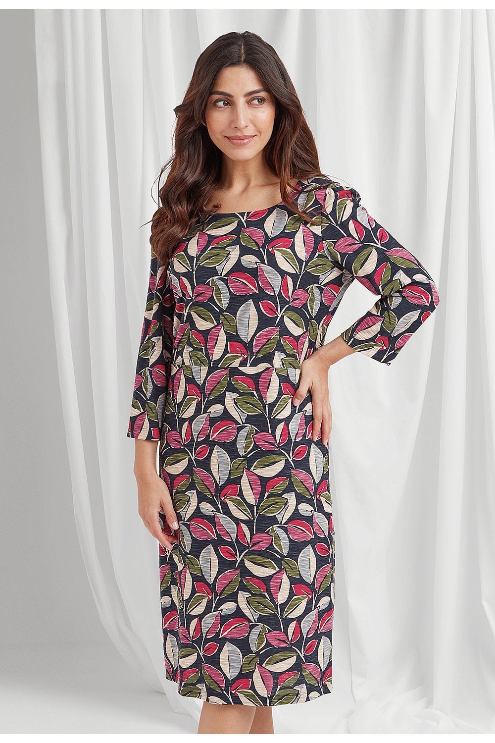IVO DRESS PAINTED LEAF PRINT | COL=MULTI