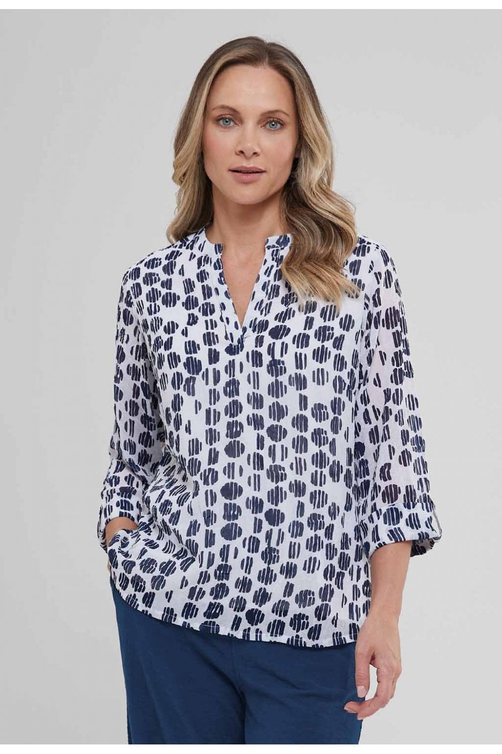 JODIE TOP | COL=NAVY/WHITE