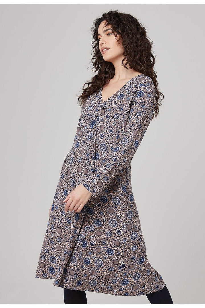KIKKI DRESS DANDELION PRINT | COL=TAUPE