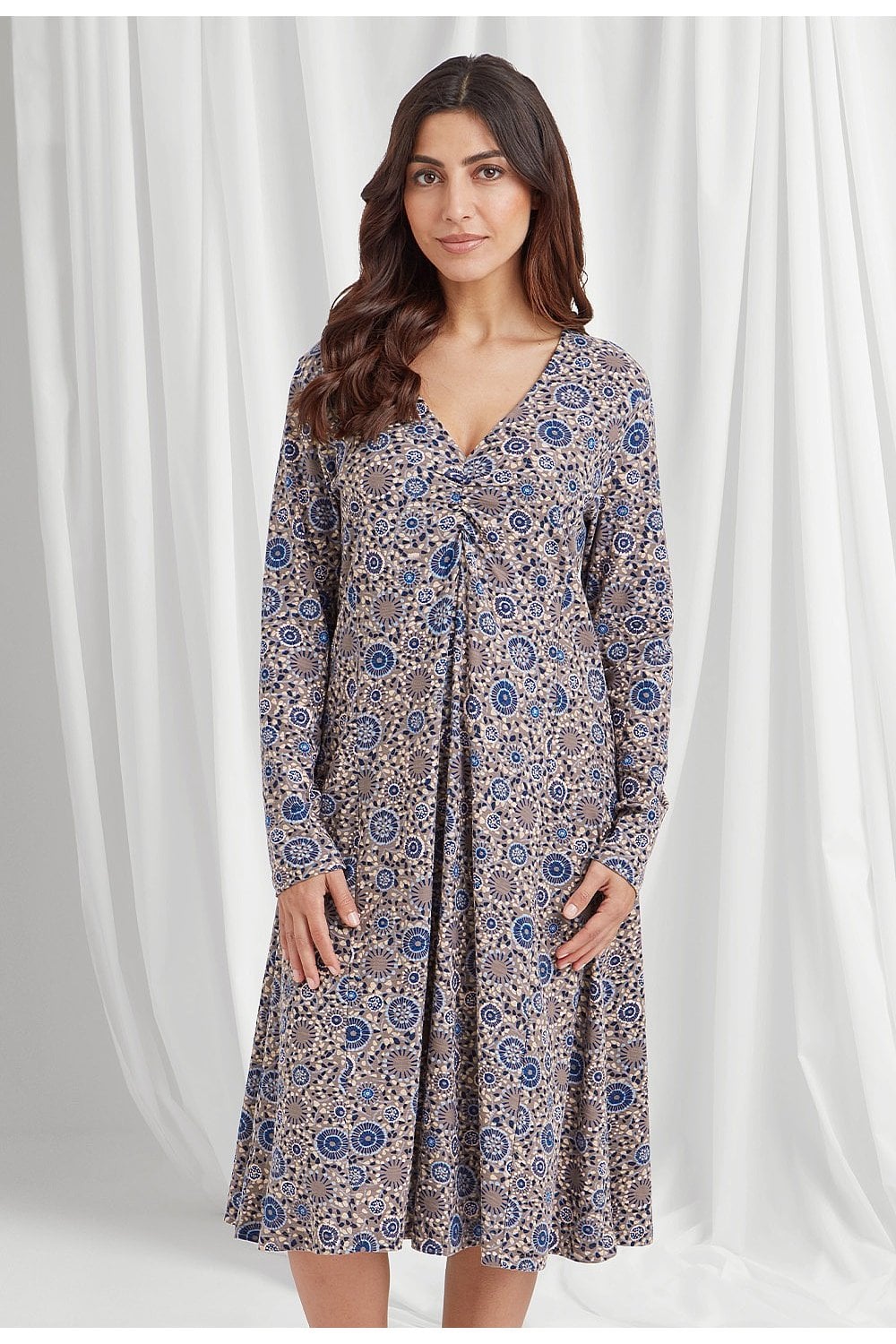 KIKKI DRESS DANDELION PRINT | COL=TAUPE