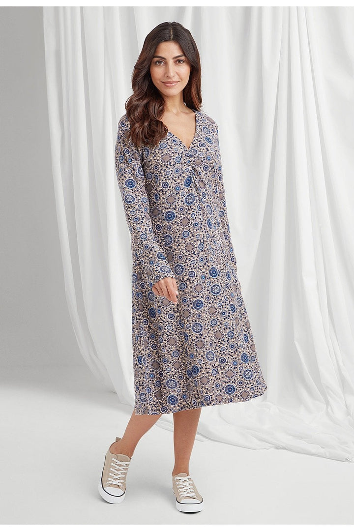 KIKKI DRESS DANDELION PRINT | COL=TAUPE