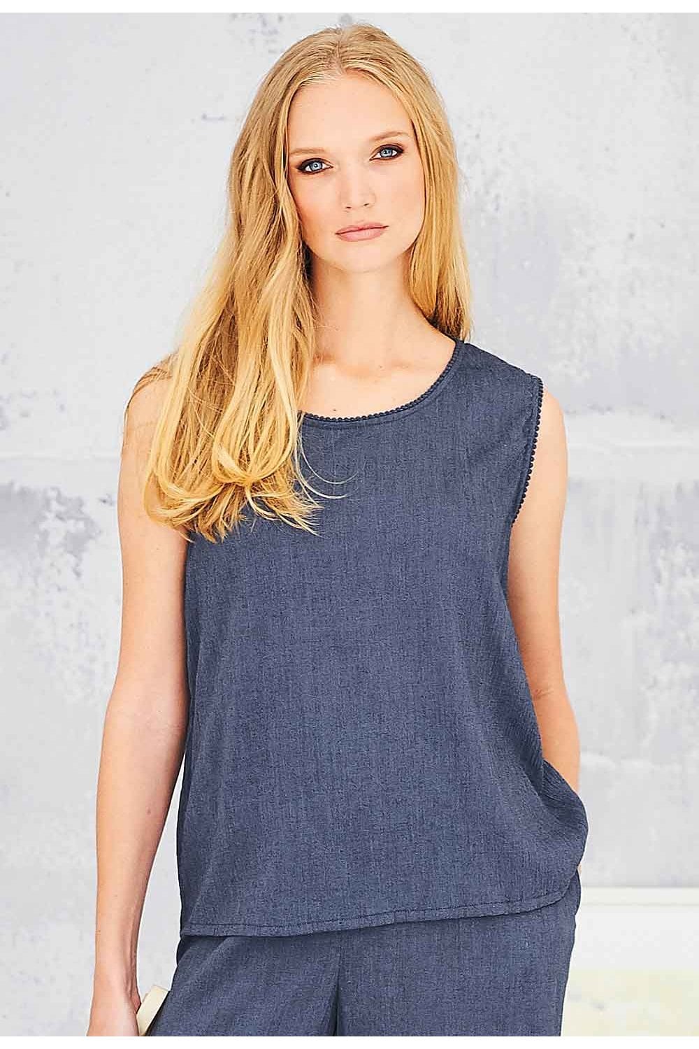 KILA VEST DENIM CREPE | COL=DENIM