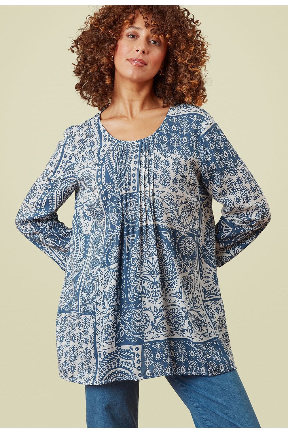 KLARA TUNIC PATCHED PAISLEY PRINT | COL=STARLIGHT BLUE