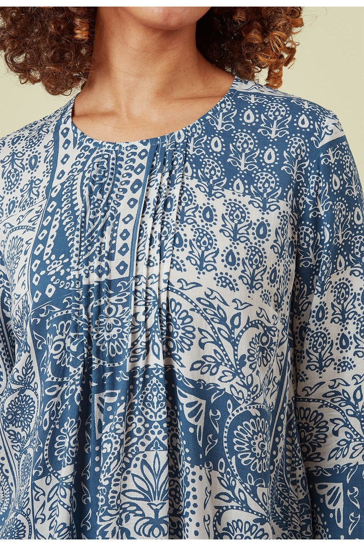 KLARA TUNIC PATCHED PAISLEY PRINT | COL=STARLIGHT BLUE