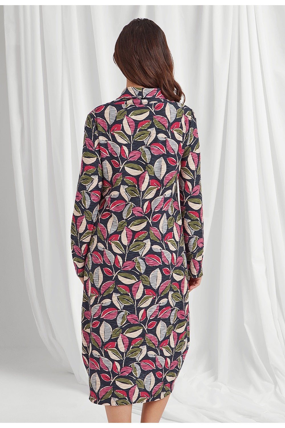 LORCAN DRESS PAINTED LEAF PRINT | COL=MULTI