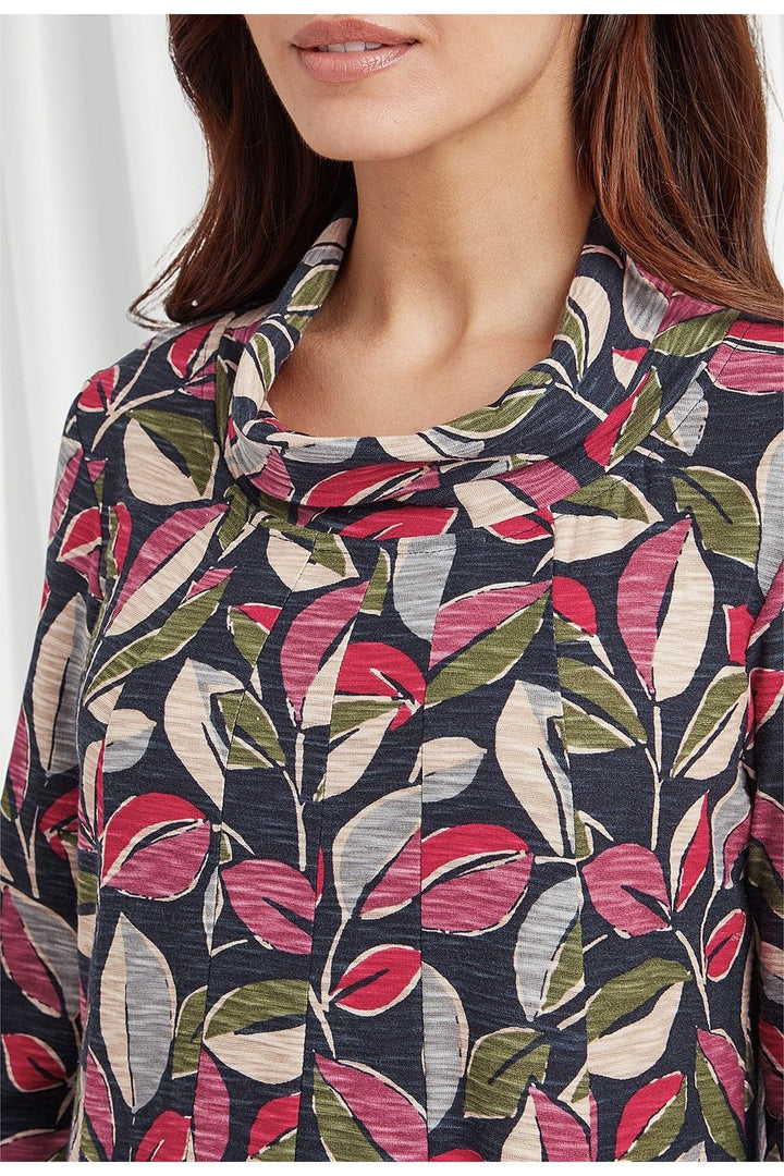 LORCAN DRESS PAINTED LEAF PRINT | COL=MULTI