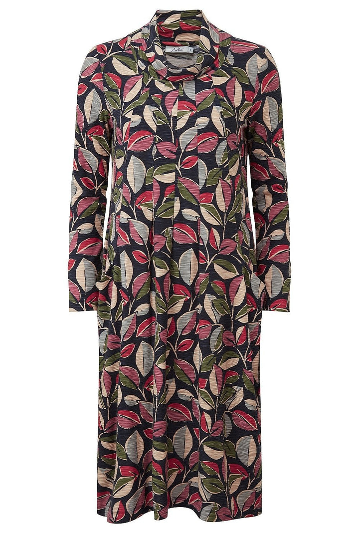LORCAN DRESS PAINTED LEAF PRINT | COL=MULTI