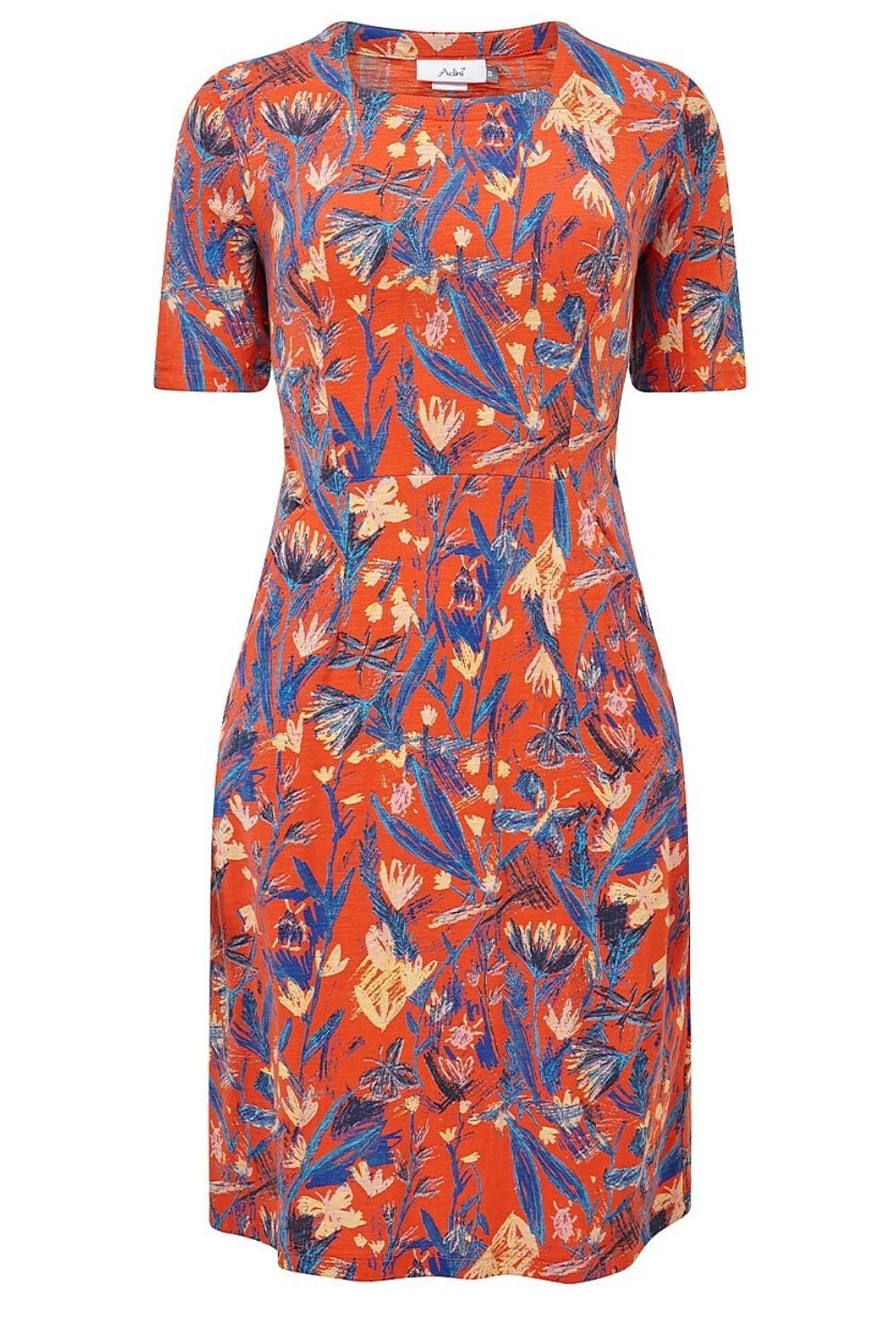 LYDIA DRESS ARUBA PRINT | COL=FLAME RED