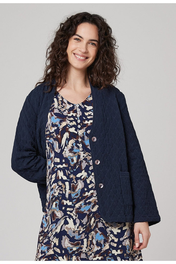 MILA COTTON QUILT JACQUARD JACKET | COL=NAVY