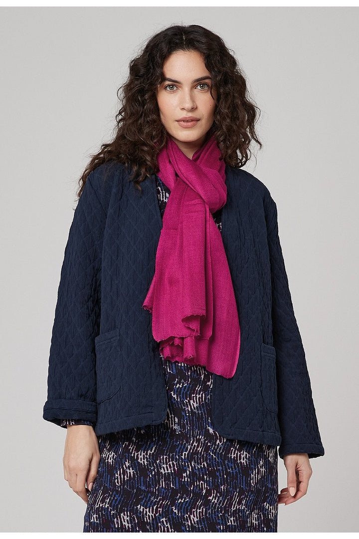 MILA COTTON QUILT JACQUARD JACKET | COL=NAVY