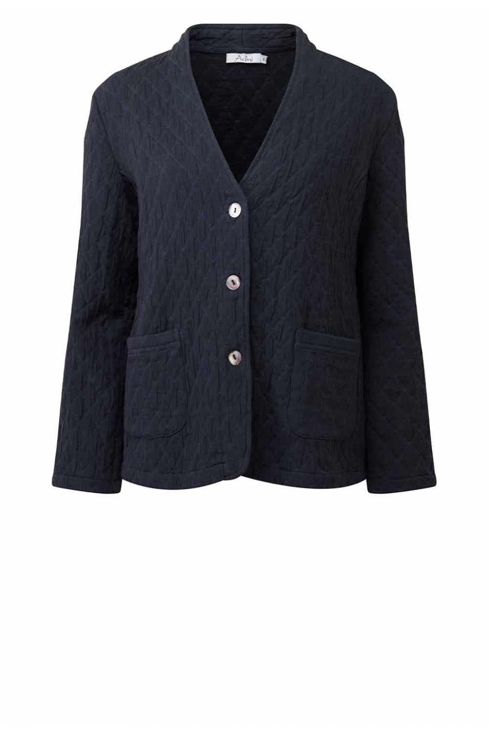 MILA COTTON QUILT JACQUARD JACKET | COL=NAVY