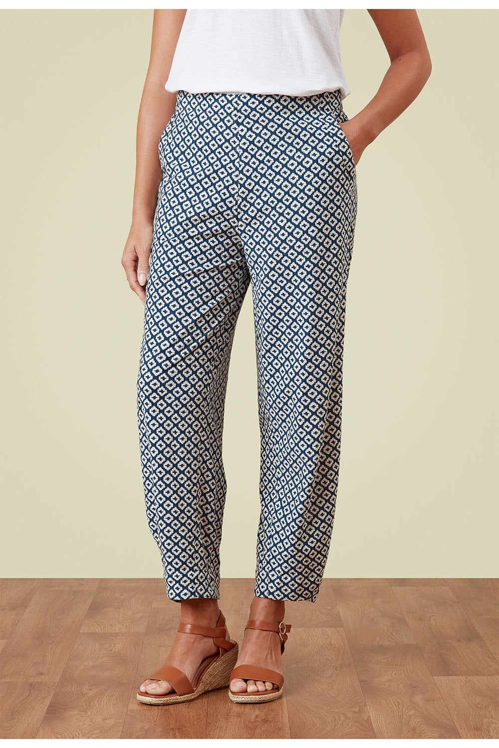 MYLEE TROUSER IKAT TILE PRINT | COL=RIVIERA
