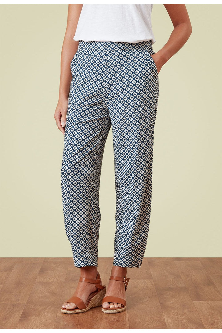 MYLEE TROUSER IKAT TILE PRINT | COL=RIVIERA