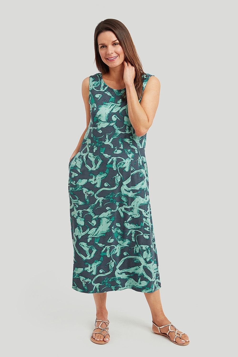 NADINE SLEEVELESS  DRESS | COL=BLUE MIX