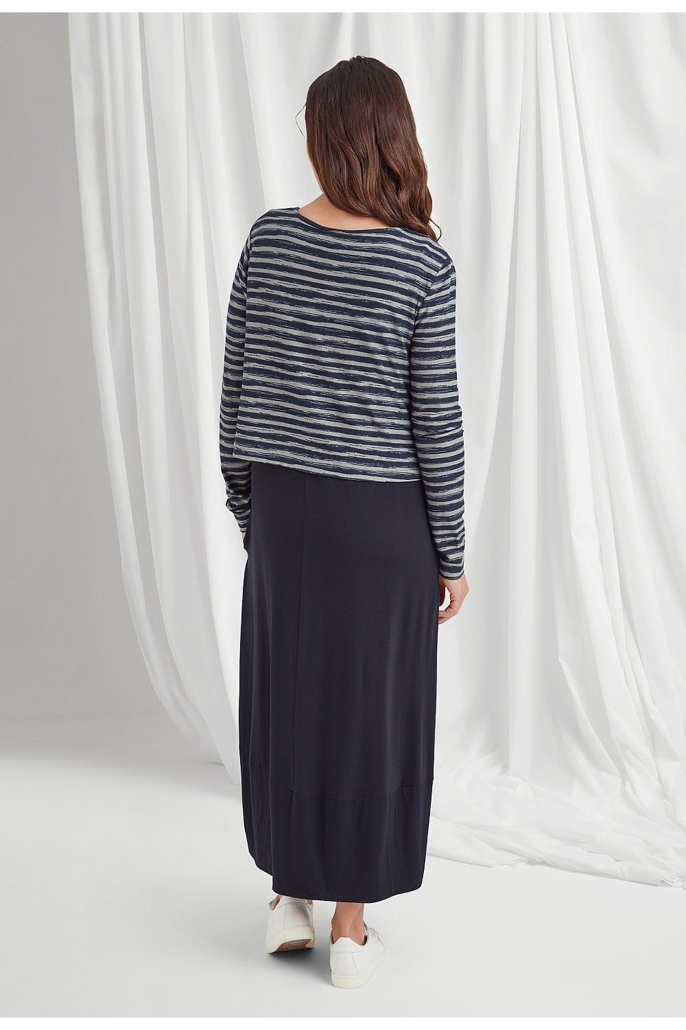 OCEANA DRESS PAINTED STRIPE | COL=NAVY/SILVER