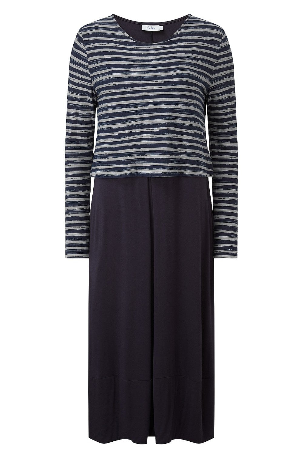 OCEANA DRESS PAINTED STRIPE | COL=NAVY/SILVER