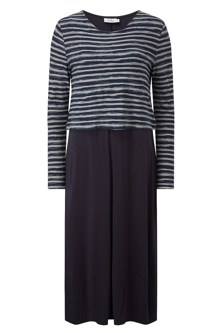 OCEANA DRESS PAINTED STRIPE | COL=NAVY/SILVER