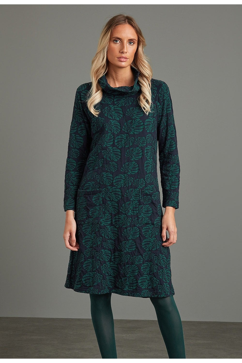 RACHELLE DRESS MANILA WEAVE | COL=BOTTLE GREEN