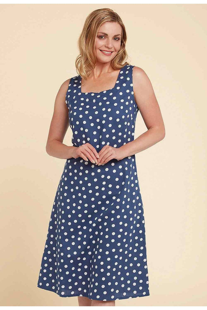 ROXY DRESS BEAUFORT SPOT PRINT | COL=NAVY