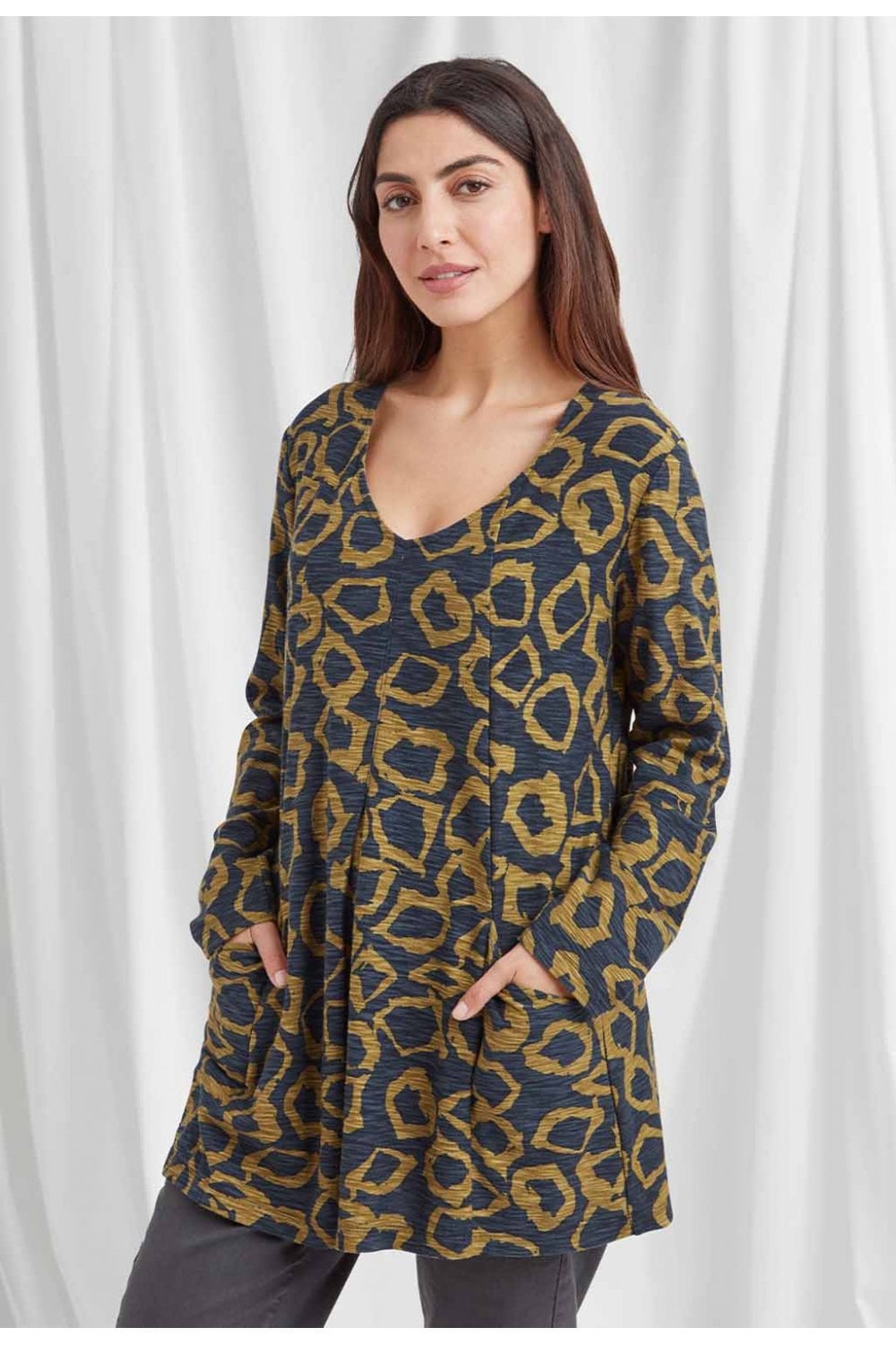 SIRENA TUNIC SOLACE PRINT | COL=NAVY