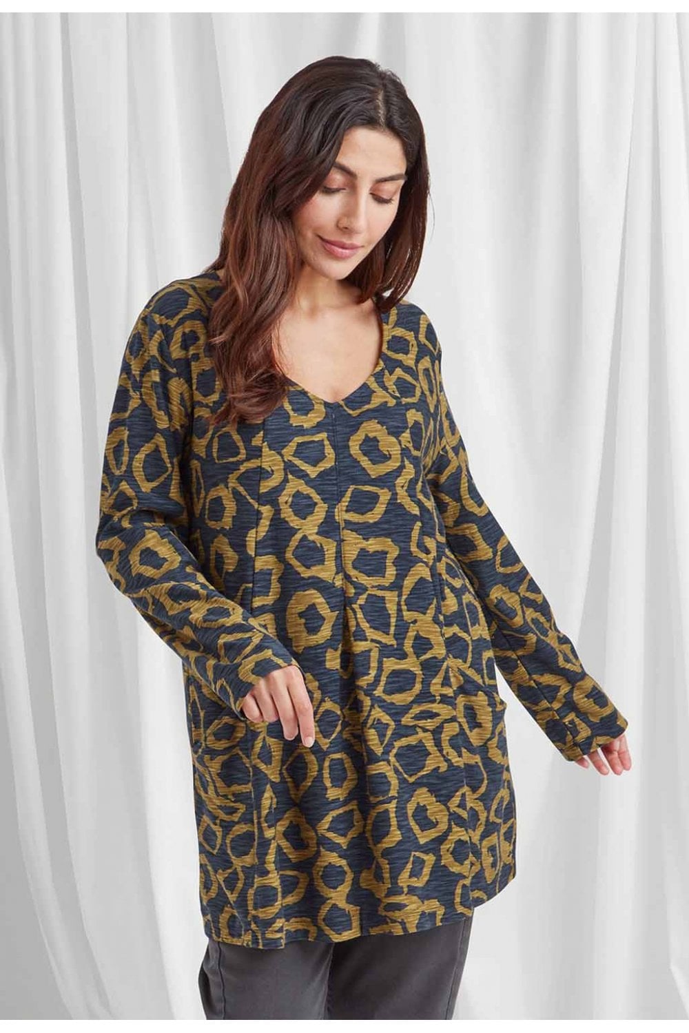 SIRENA TUNIC SOLACE PRINT | COL=NAVY