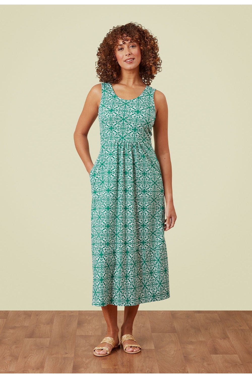 SKYLINE DRESS REMI TILE PRINT | COL=LAGOON