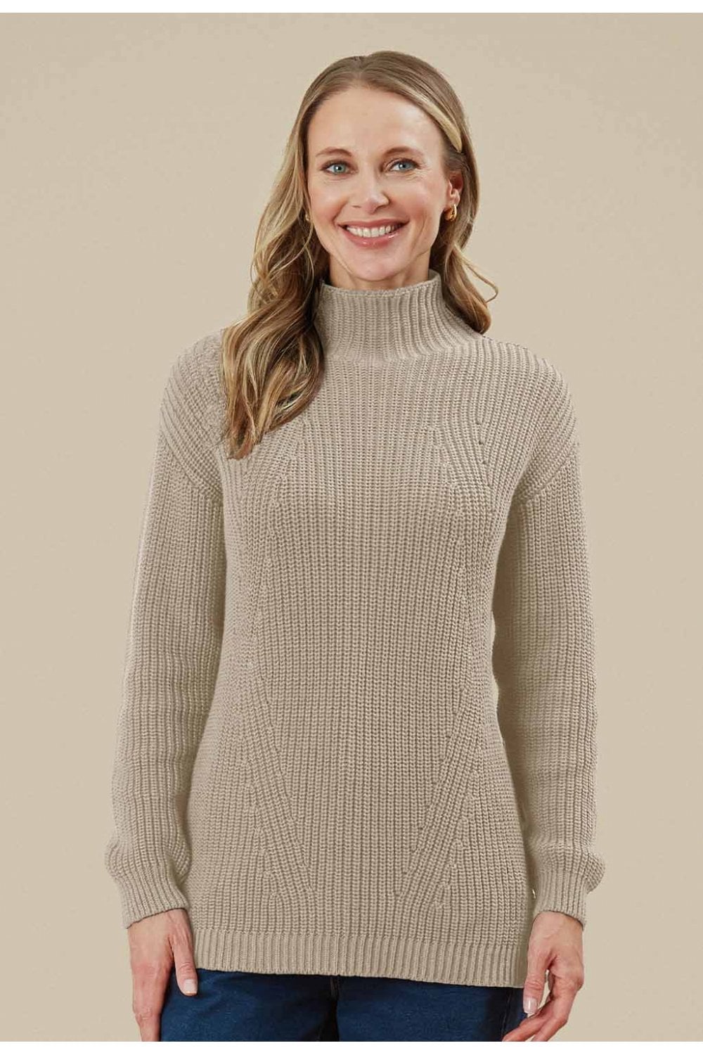 TAMERIND KNIT ROLL NECK JUMPER | COL=BUSCUIT