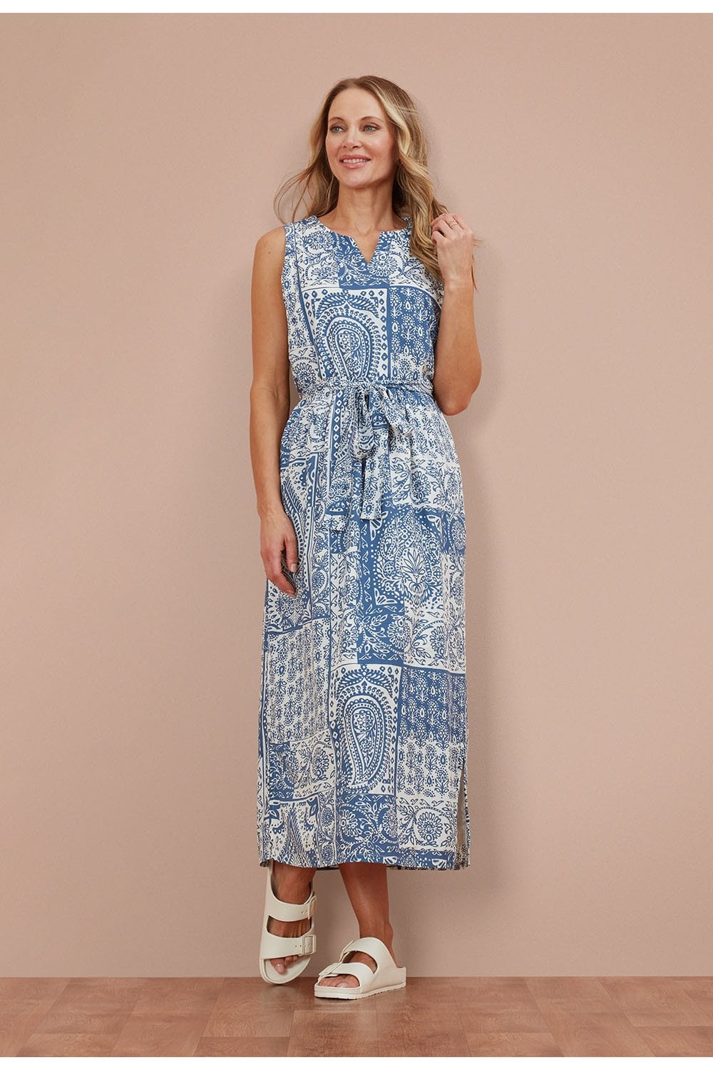 TAZMINE  DRESS PATCHED PAISLEY DRESS | COL=STARLIGHT BLUE