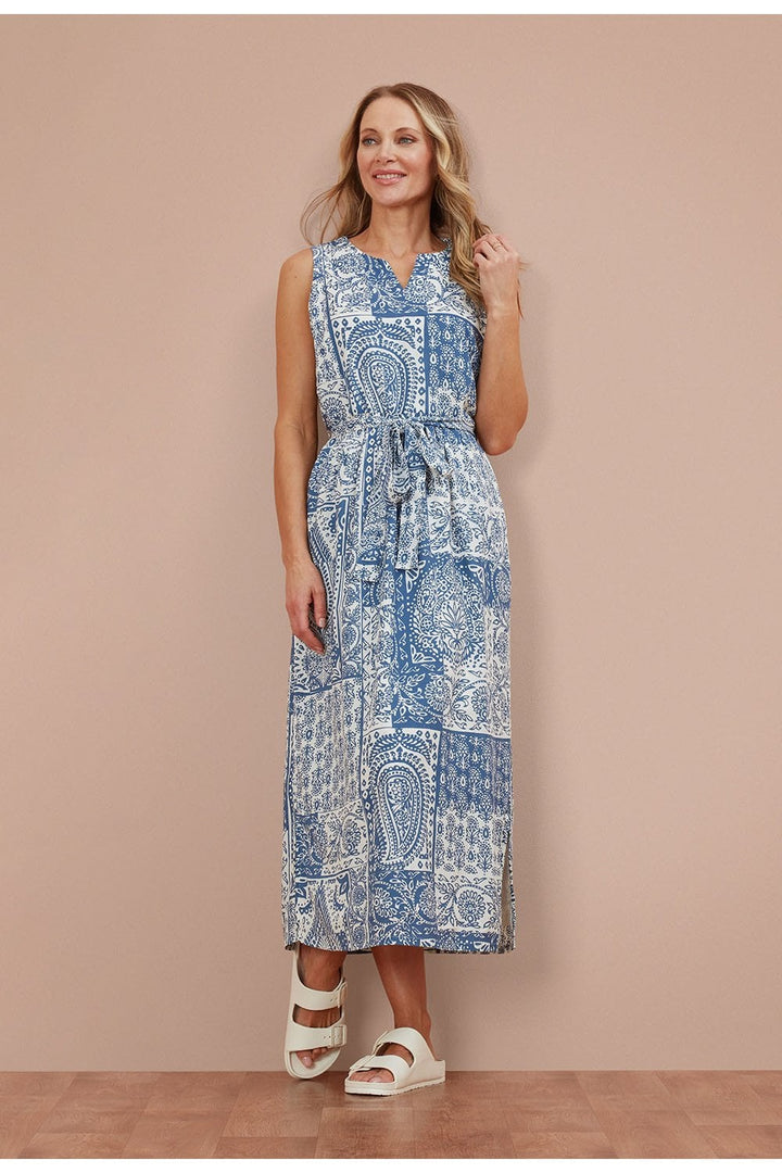 TAZMINE  DRESS PATCHED PAISLEY DRESS | COL=STARLIGHT BLUE