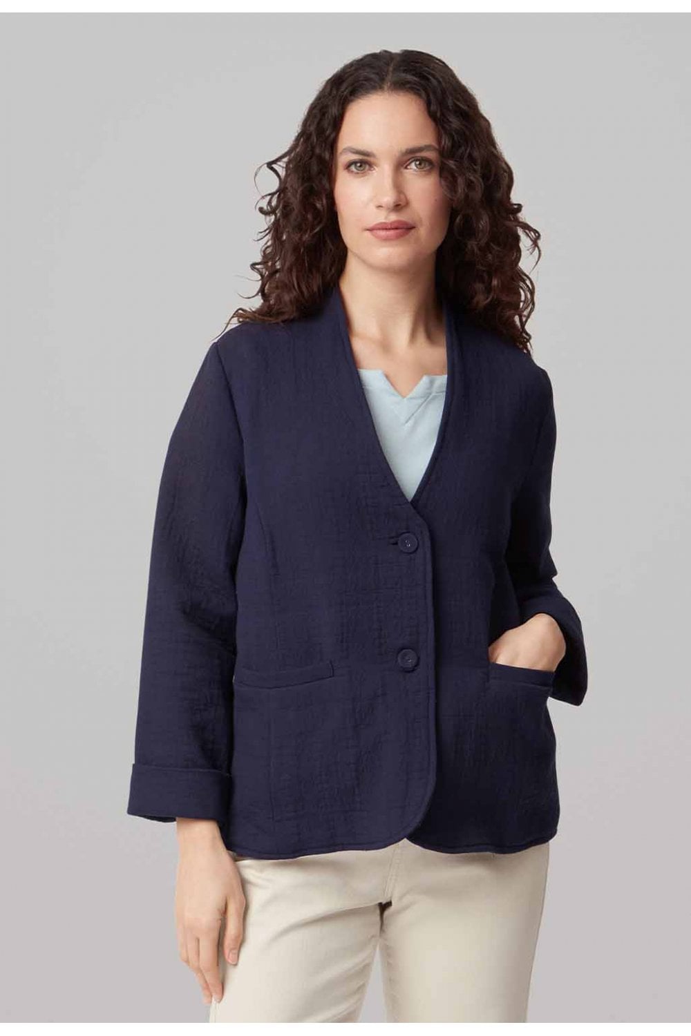 TIA JACQUARD JACKET | COL=NAVY,WHITE