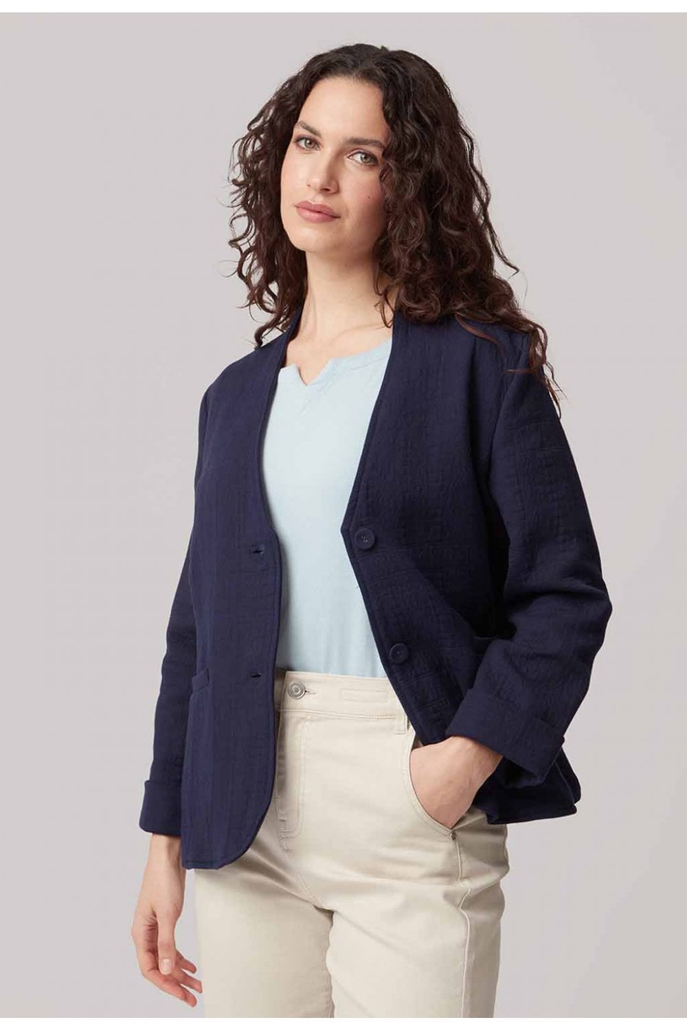 TIA JACQUARD JACKET | COL=NAVY,WHITE