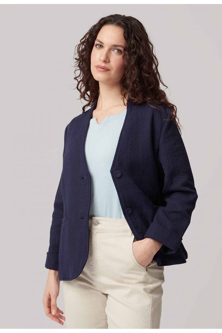 TIA JACQUARD JACKET | COL=NAVY,WHITE