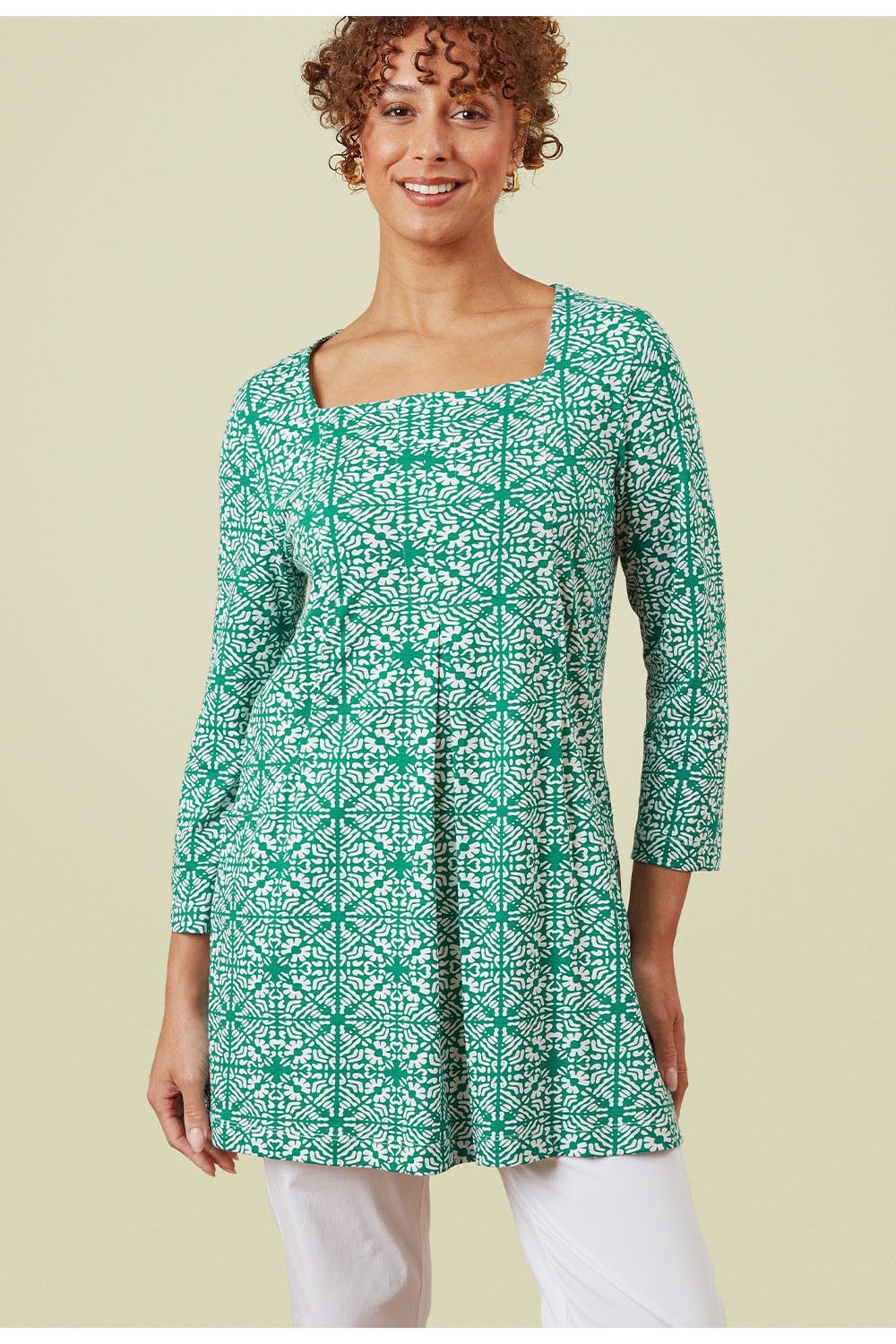 TILE PATTERN TUNIC | COL=LAGOON