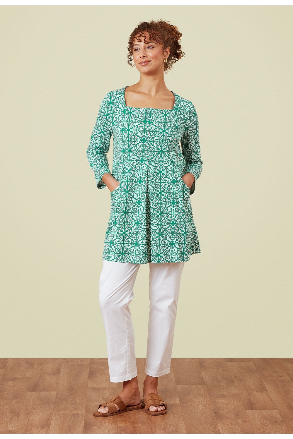 TILE PATTERN TUNIC | COL=LAGOON