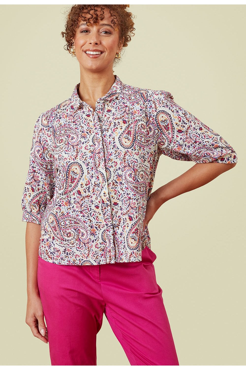 YUZENA SHIRT SWIRLING PAISLEY PRINT | COL=MULTI