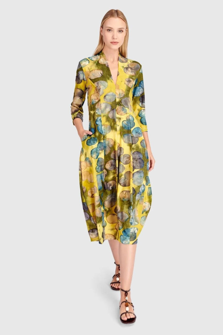 ORBITS COCOON DRESS | COL=SAFFRON