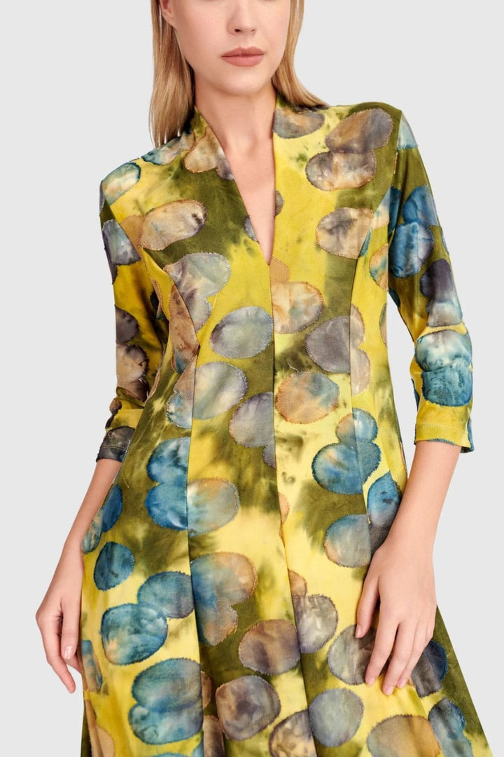 ORBITS COCOON DRESS | COL=SAFFRON