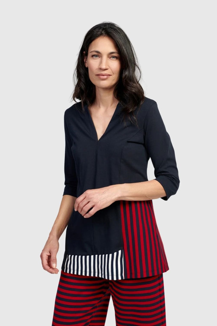 ROWAN V NECK STRIPES TOP