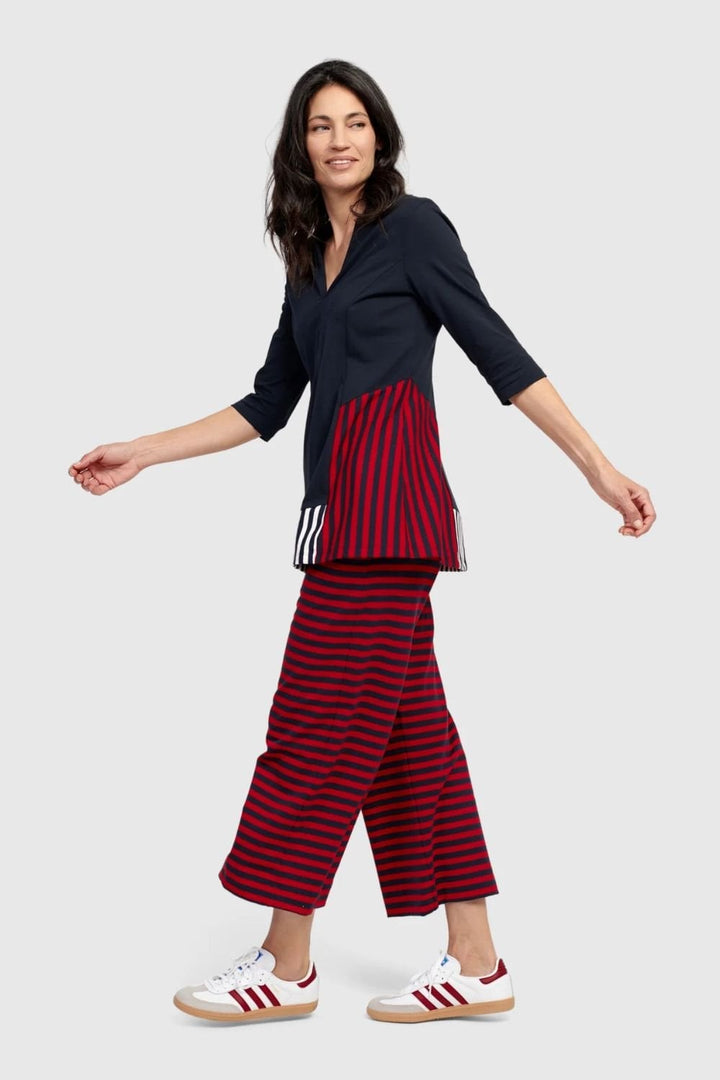 ROWAN V NECK STRIPES TOP