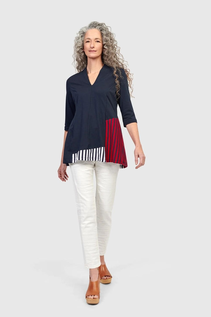 ROWAN V NECK STRIPES TOP