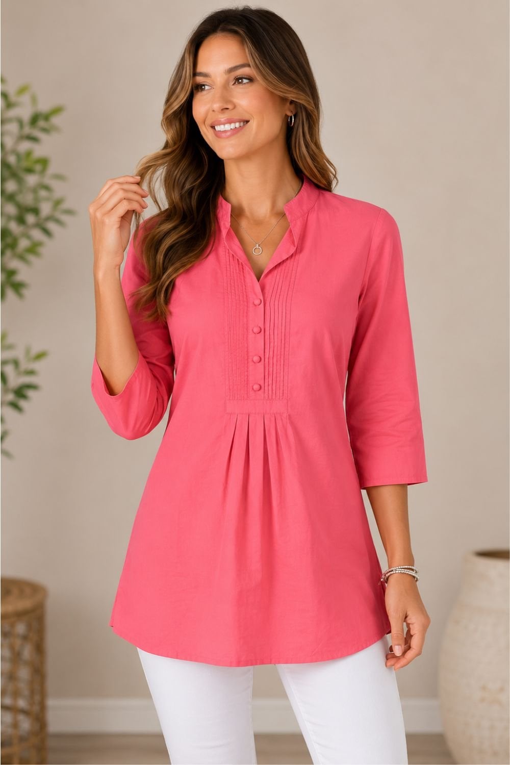 ANOKHI SMOCK COTTON TUNIC | COL=SORBET