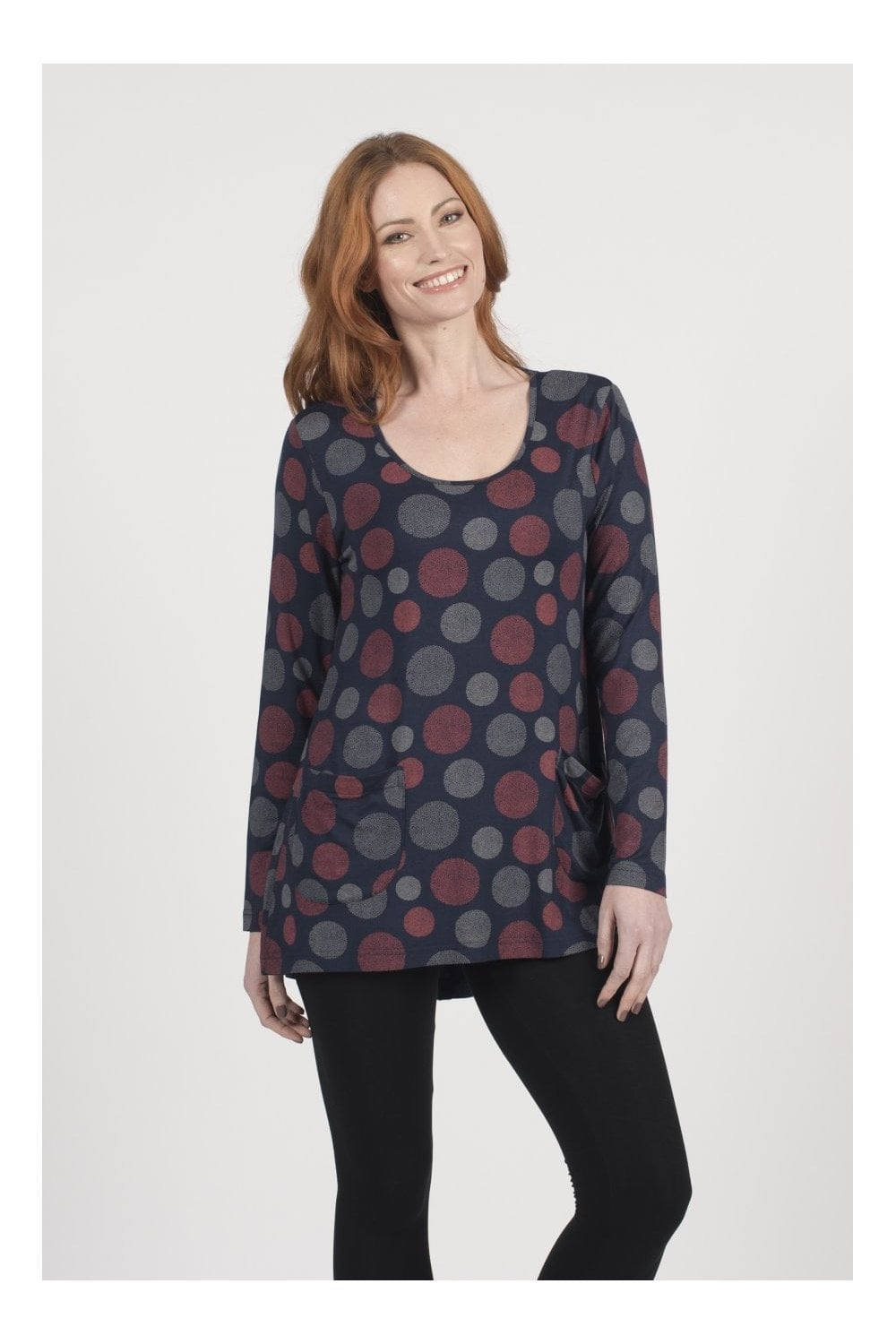 BUBBLE PRINT TOP | COL=BURNT ORANGE