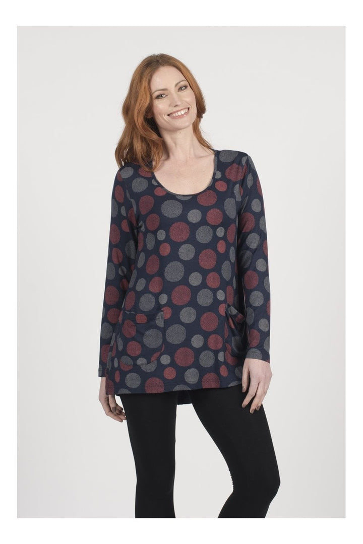 BUBBLE PRINT TOP | COL=BURNT ORANGE
