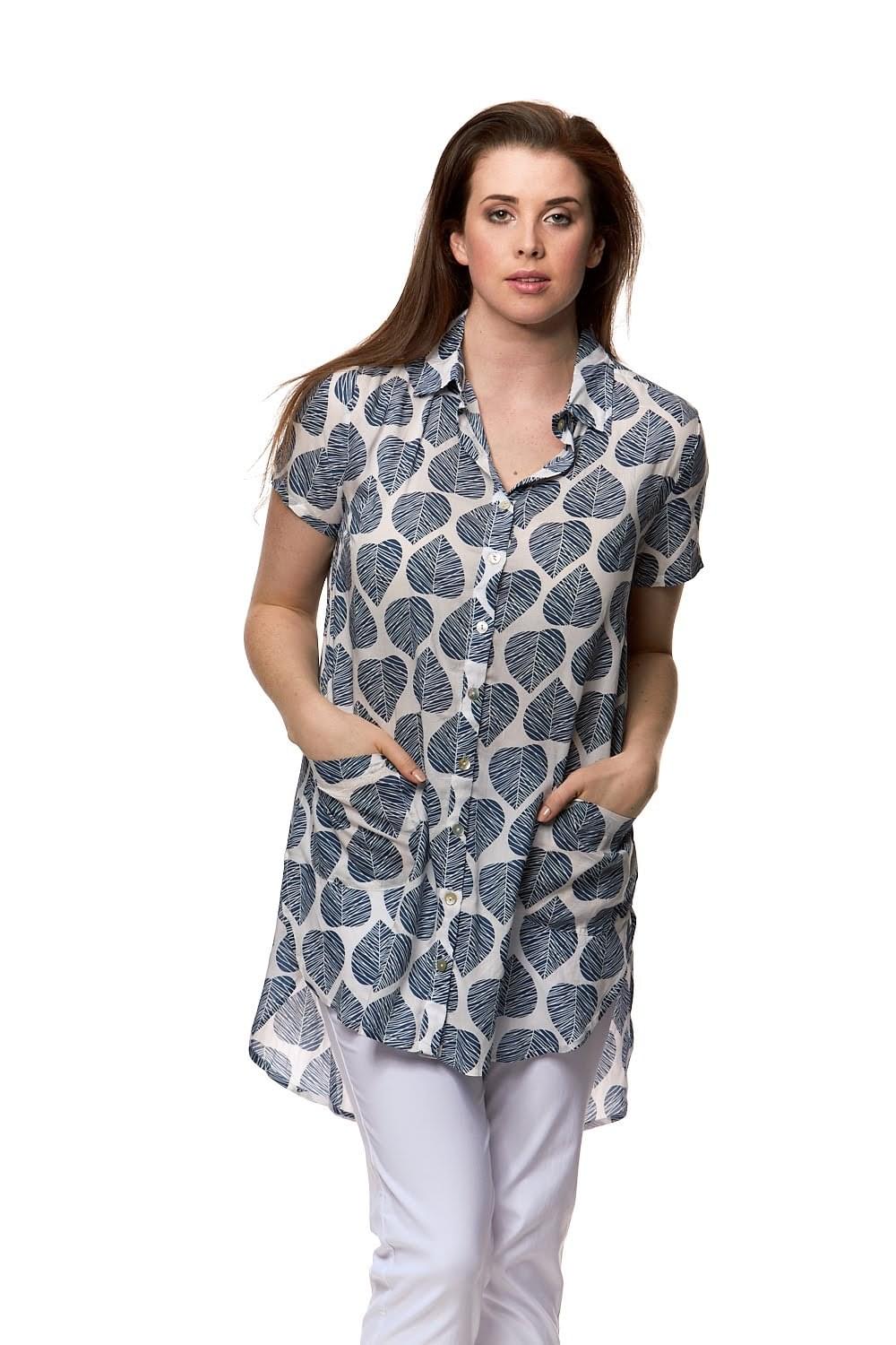 MAPLE LEAF SHIRT | COL=BLUE,TANGERINE
