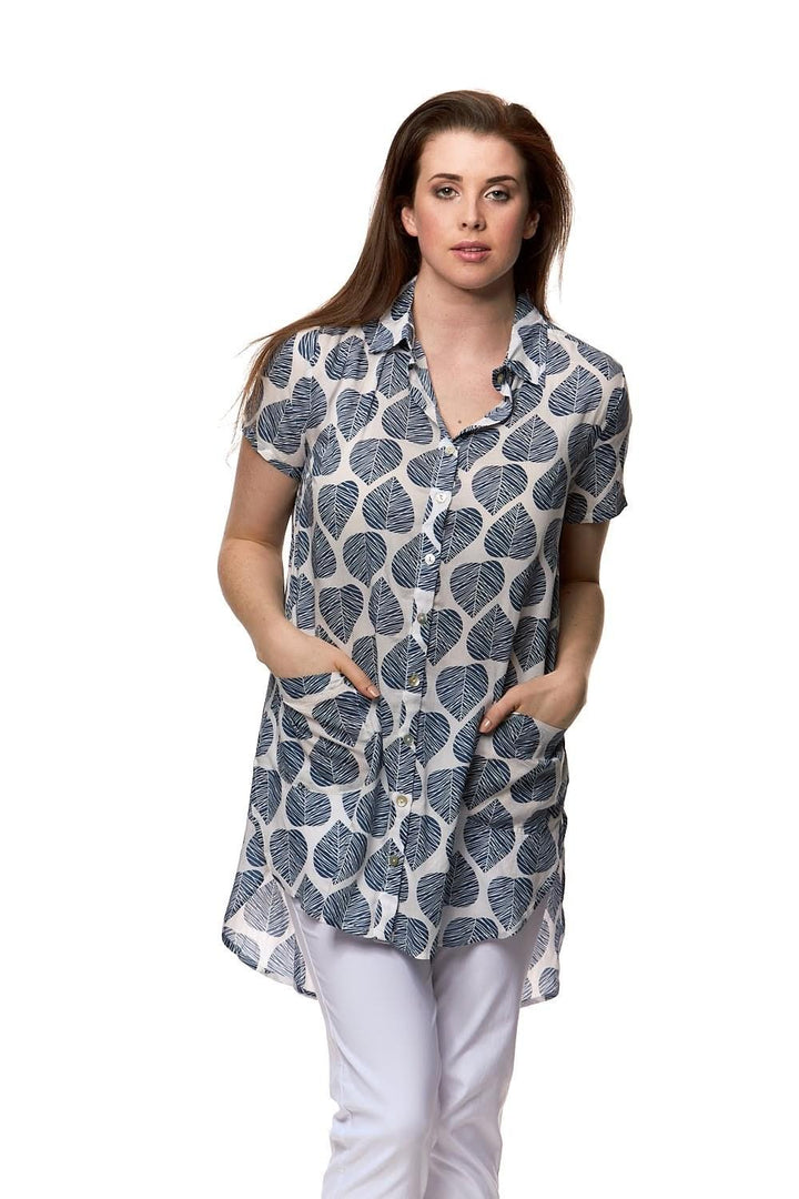 MAPLE LEAF SHIRT | COL=BLUE,TANGERINE