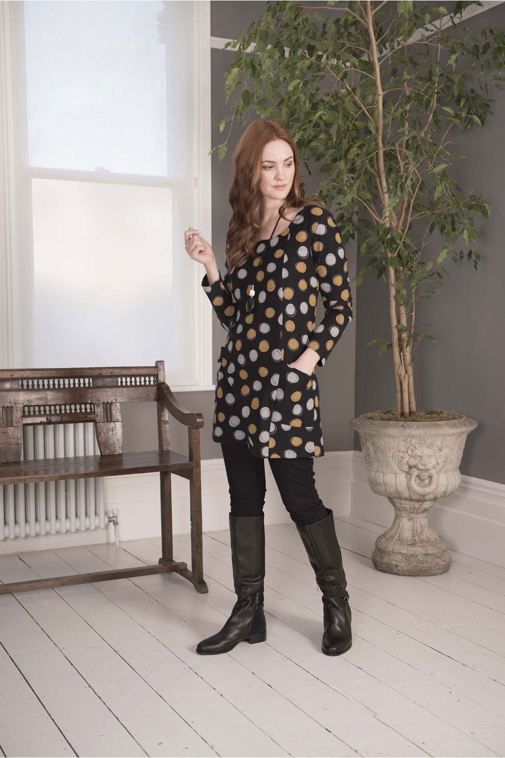 SATURN PRINT TUNIC | COL=MUSTURD