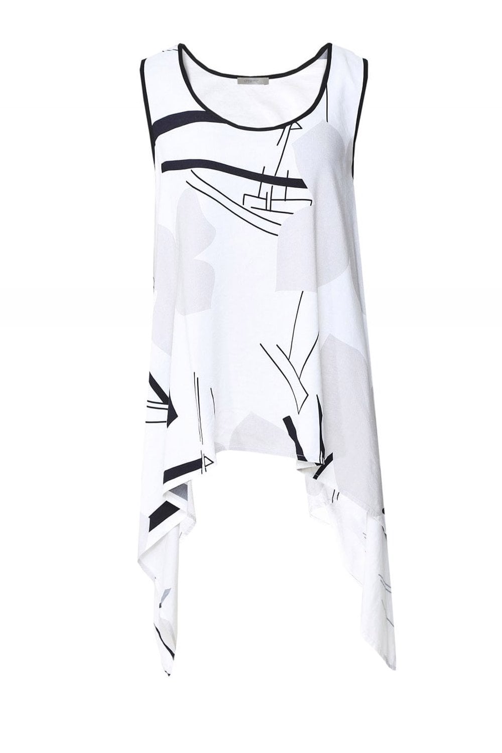 ABSTRACT FLOWER SLEEVELESS TOP | COL=CREAM