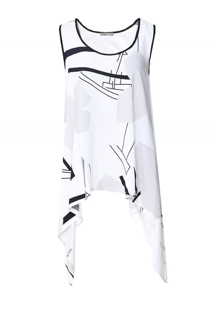 ABSTRACT FLOWER SLEEVELESS TOP | COL=CREAM